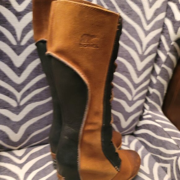 SOREL CATE THE GREAT WEDGE Tall ELK /BLACK • Winter SNOW RAIN BOOTS US SIZE 7 - Picture 8 of 16